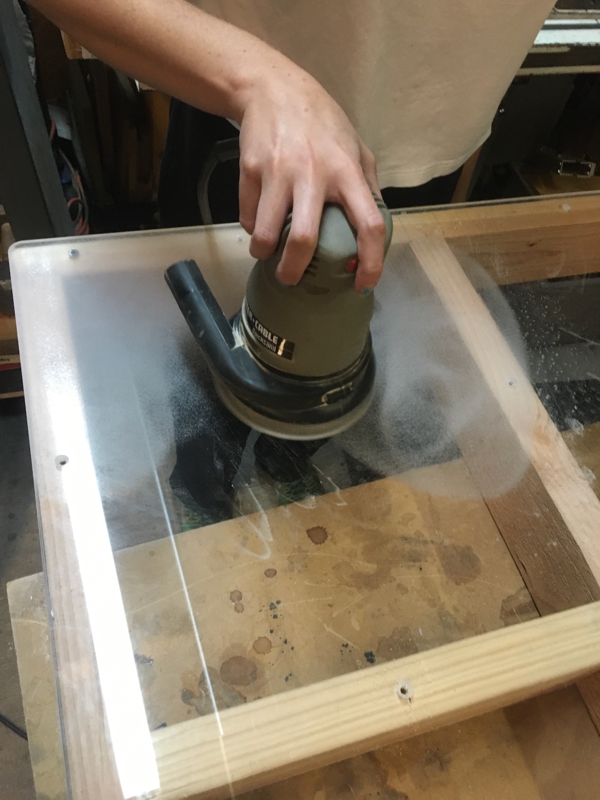 Sanding acrylic to create frosted finish